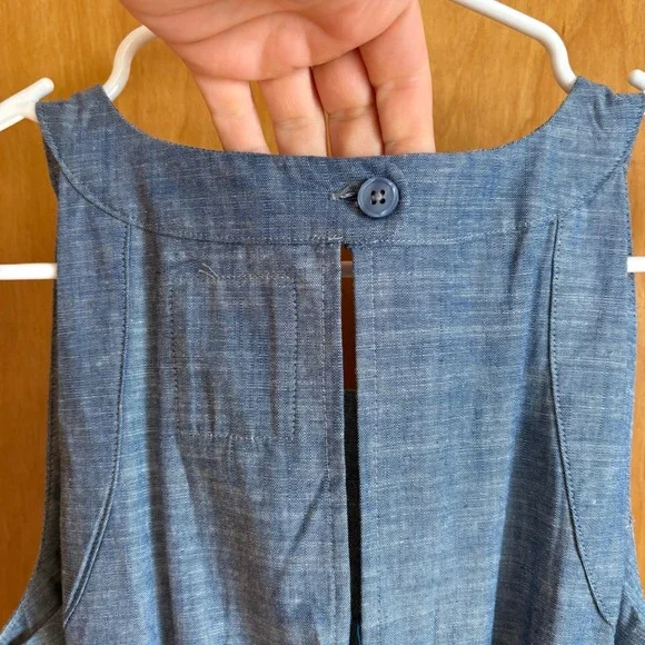 Hope & Henry Blue Organic Cotton Chambray Sleeveless Romper with Belt Size 6 - Picture 10 of 10
